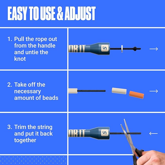 Sportbit Elite Beaded Jump Rope - Adjustable Speed Rope for Fitness, CrossFit, Boxing - Tangle-Free, Lightweight