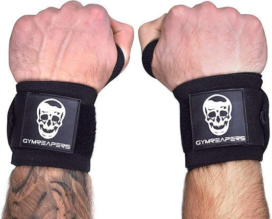 Wrist Wraps Weightlifting - Stiff Heavy Duty 18 inch Wraps With Thick Thumb Loop For Powerlifting, Bodybuilding, Cross Training, & Heavy Presses