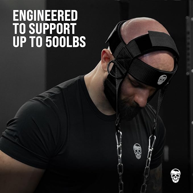 Gymreapers Neck Harness - Heavy Duty Stainless Steel Chain, Adjustable Neoprene Strap, Trainer for Strength & Pain Relief
