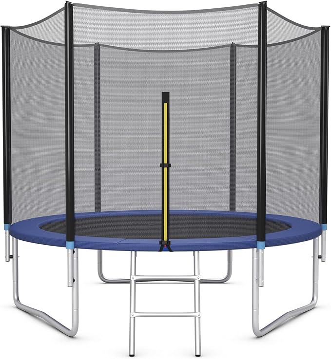 GYMAX Trampoline, 8FT 10FT 12FT 14FT 15FT 16FT Recreational Trampolines w/Safety Enclosure Net & Ladder - ASTM Certificated, Outdoor Trampoline for Kids and Adults