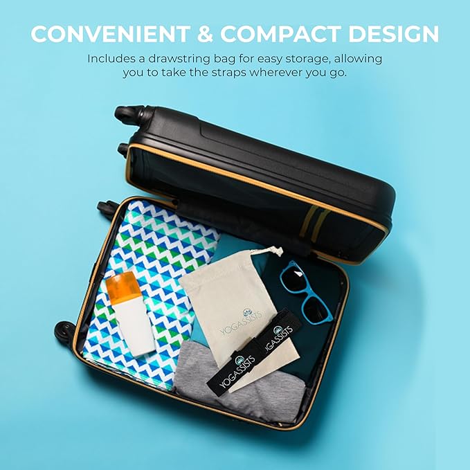 Stretch Straps for Yoga & Stretching - Increase Reach & Hold Poses Longer - Straps Stay w/You During Your Flow - Lightweight, Durable & Compact (2 Straps)