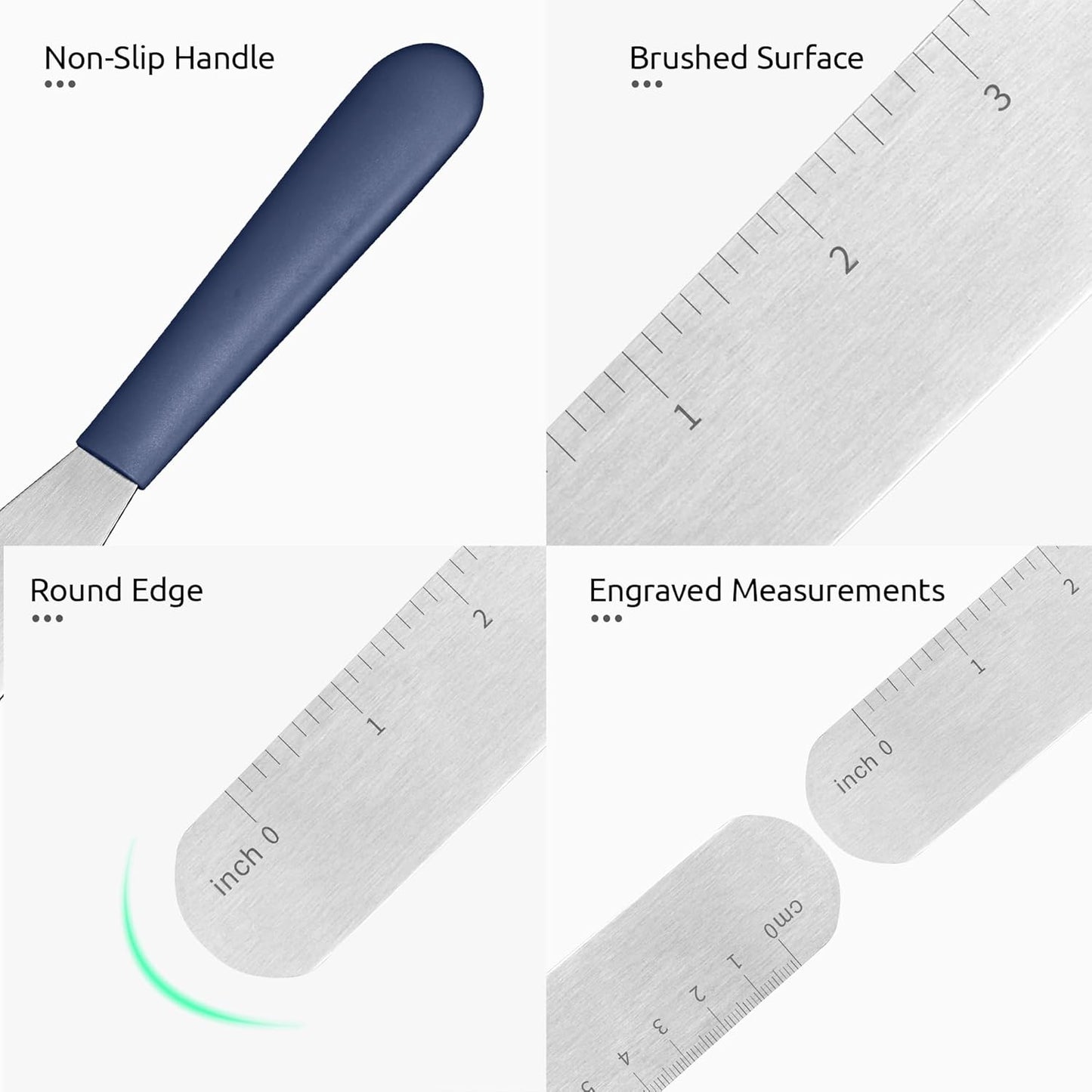 U-Taste 6in Cake Icing Spatula: Flexible Decorating Frosting Knife with Straight Thinner Stainless Steel Blade, Smooth Spreading Tools with Comfortable PP Handle for Cream, Cupcake (Midnight Blue)