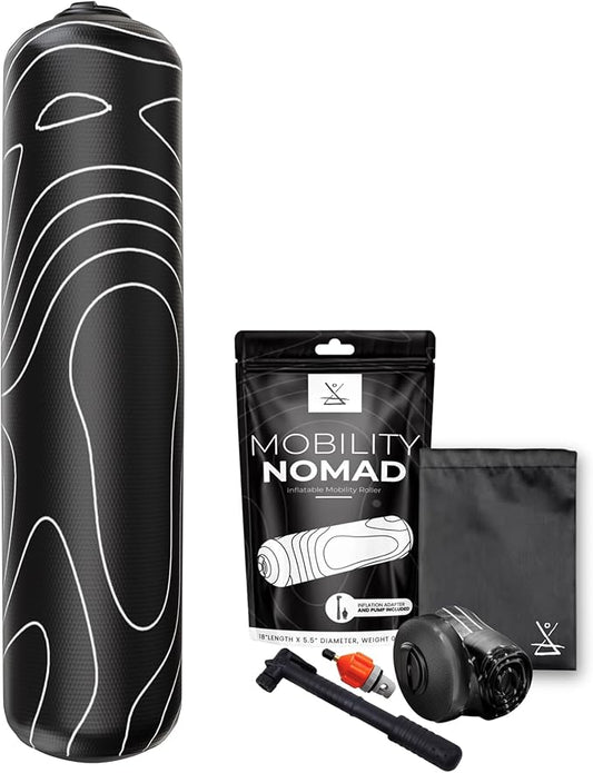 Inflatable Foam Roller – Travel Foam Roller for Muscle Recovery, Deep Tissue Massage, Physical Therapy, Hiking, Backpacking, Gym, Home – Includes Pump, Bag – Adjustable Firmness