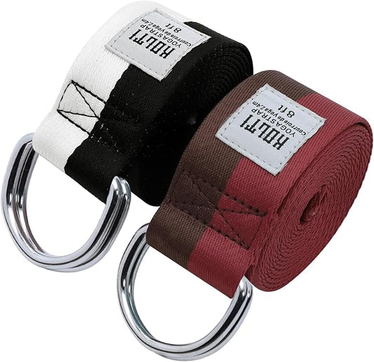 Yoga Exercise Adjustable Straps 8FT with Durable D-Ring for Pilates & Gym Workouts | Hold Poses, Stretch, Improve Flexibility & Maintain Balance