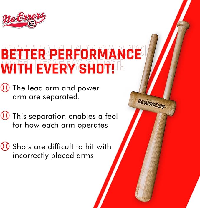 No Errors Sports Sequence Training Bat, Ultimate Two-Handed Baseball Trainer for Swing & Barrel Control, Ideal for Pro Players & Coaches