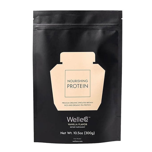 WelleCo, Nourishing Protein, Premium Organic Sprouted Brown Rice & Pea Protein, Vanilla Flavour, 300g (10.5oz) Pouch