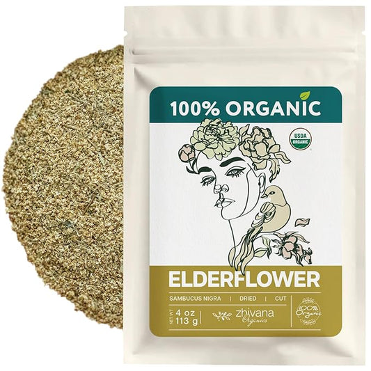 Elderflower Tea Organic (4oz.) - Elder Flowers Dried Herb for Respiratory Health - Loose Leaf Medicinal Tea