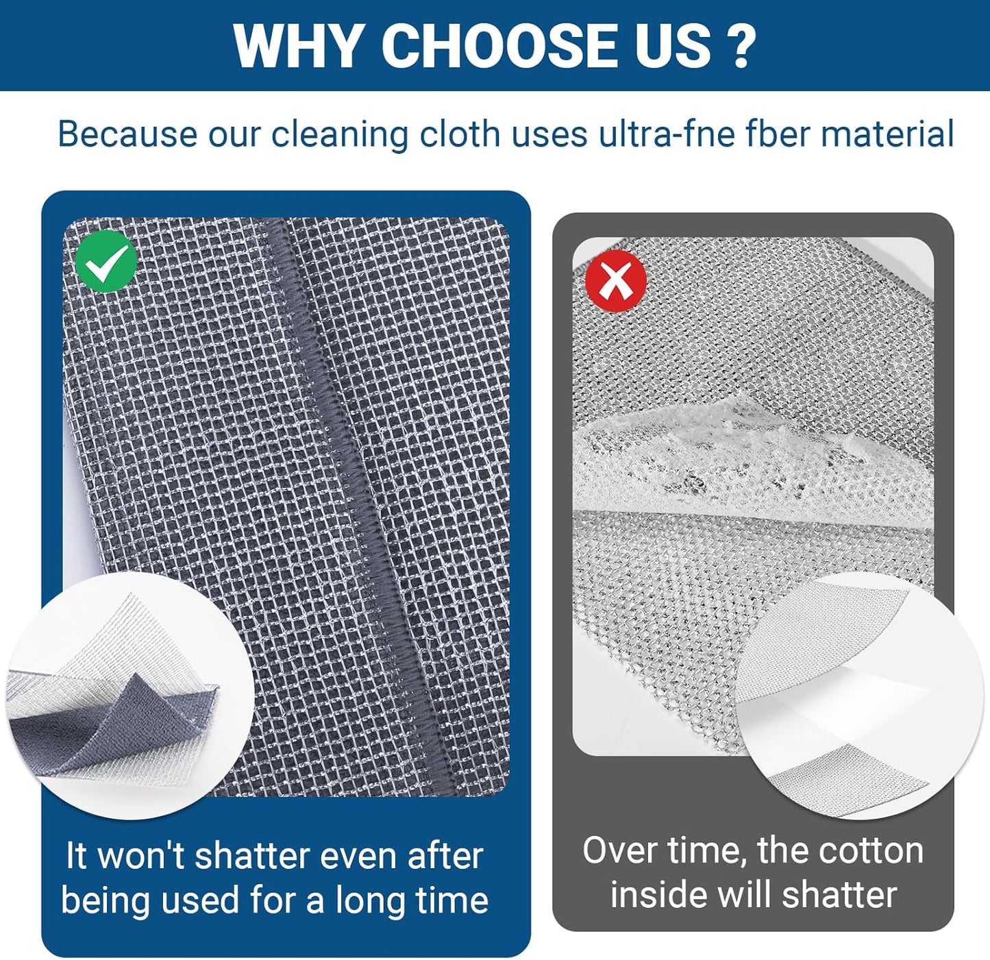 10 Pcs New Upgrade 3-Layer Non Scratch Wire Dishcloth,Wire Dishwashing Rag, Non-Scratch Wire Dishwashing Rags for Wet and Dry, Kitchen Cleaning Dish Rags for Cookware,Sinks, Dishes, Stove