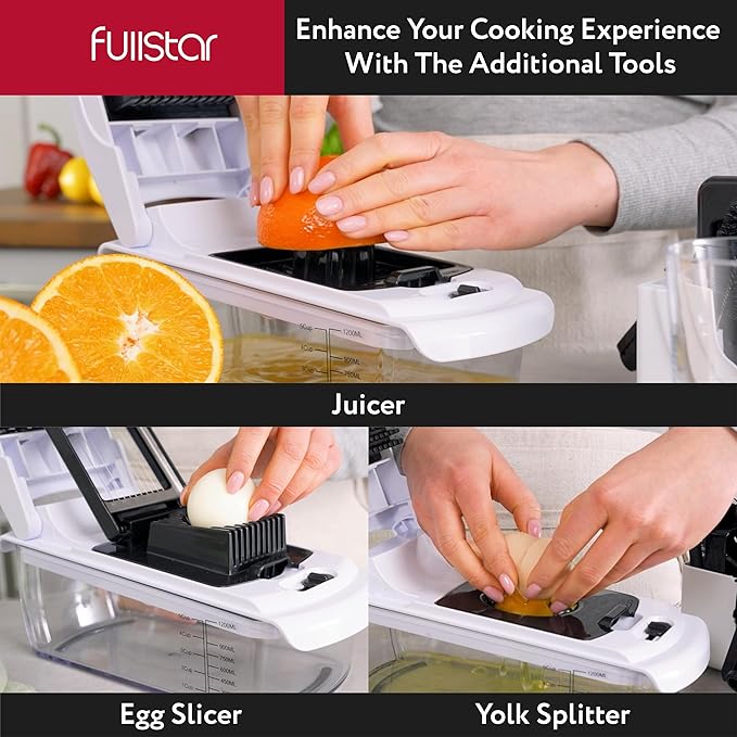 Fullstar The Original Pro Chopper - Vegetable Chopper and Spiralizer, Food Chopper with Container, Fruit Slicer, Kitchen Gadgets & Accessories, Home Essentials (8 in 1, White)