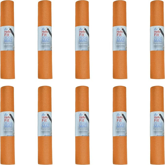 Hello Fit 10-Pack Yoga Mat, 68" x 24" Non Slip Exercise Mat, 4mm Thick Gym Mat for Fitness and Stretching, Bulk Non Toxic Yoga Mats for Schools and Studios