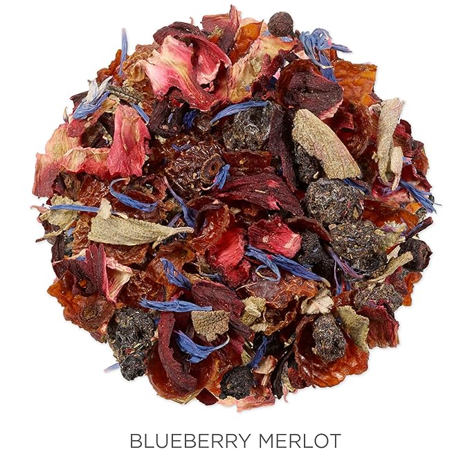 Tea Forte Blueberry Merlot Premium Organic Loose Leaf Caffeine-Free Herbal Tea Blend Canister, Makes 35-50 Cups
