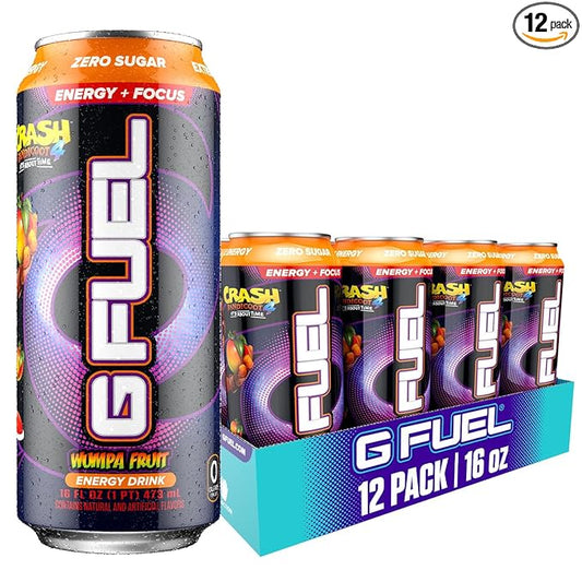 G Fuel Energy Drink, Apple Mango, Sugar Free Beverage with 300mg Caffeine, Daily Energy Boost with Focus Amino, Vitamin + Antioxidants, 16 oz Cans (Crash Bandicoot, 12-Pack)