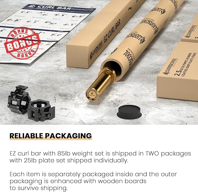 LIONSCOOL Premium 4ft/4.9ft/6ft Barbell for Strength Training and Olympic Weightlifting, 2 Inch Bar for Squats, Curls, Deadlifts, Presses, Hip Thrusts, 350lbs/500lbs/700lbs Weight Capacity