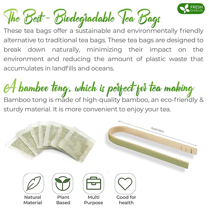 FreshDrinkUS, Premium 30 Pandan Leaf Tea Bags, 100% Natural & Pure from Pandan Leaves. Loose Leaf Pandan Herbal Tea. Made with Natural Material Tea Bags. No Sugar, No Caffeine, No Gluten, Vegan. (30 Tea bags)