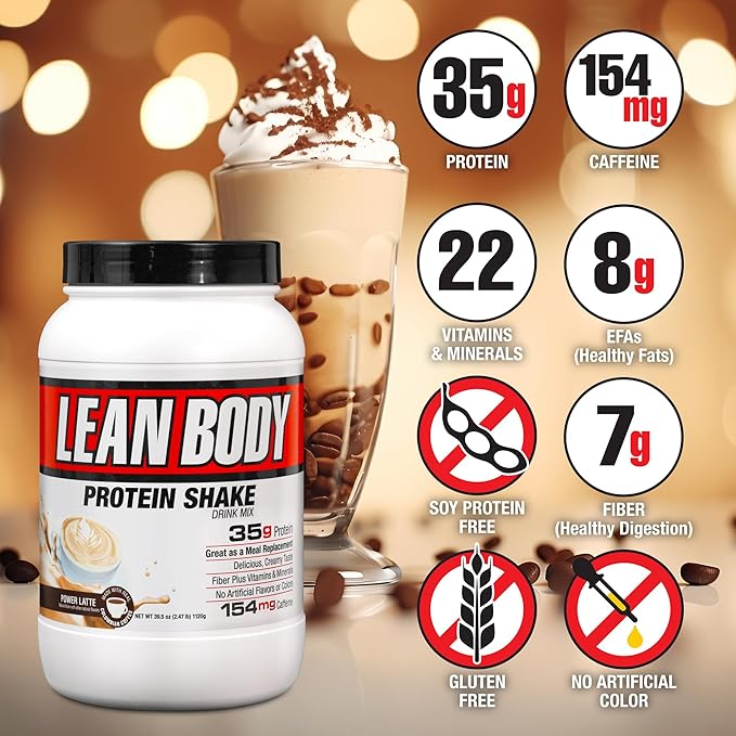 Labrada Lean Body MRP with Premium Columbia Coffee (154mg of Caffeine), Power Latte, 2.47LB Tub Packaging May Vary