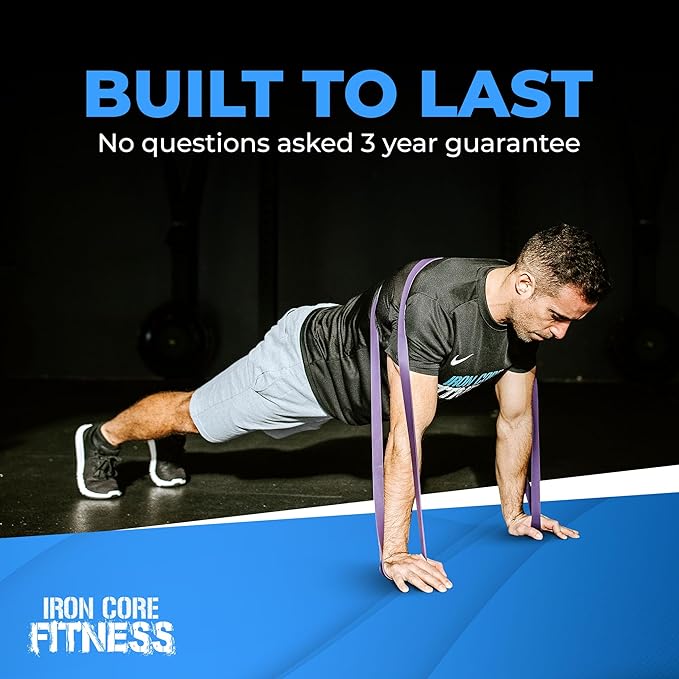 Pull Up Assistance Resistance Bands - Long Loop Power Bands for Men and Women - Strength Power Flexibility Training at Home & Gym - Ebooks & Workout Chart Included by Iron Core Fitness