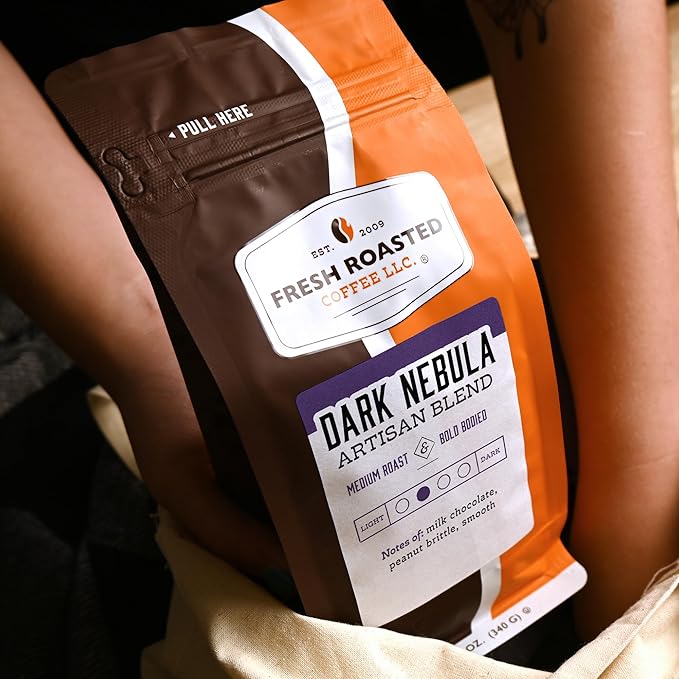 Fresh Roasted Coffee, Dark Nebula, 12 oz, Medium Roast, Kosher, Whole Bean