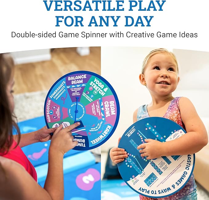 Gibson Athletic Engage Gymnastics Games, At Home Gymnastics Gym Equipment For Aspiring Gymnasts, Folding Tumbling Mat With Carry Handles, Folding Balance Beam, Spinning Wheel, Kids Exercise, Multiple Set-Up Options