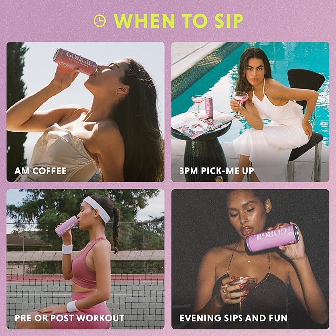 GORGIE Sugar Free Natural Energy Drinks, Wild Berry (12 Pack) - Healthy Energy Drinks - Natural Coffee Replacement with Green Tea Caffeine and Biotin - 150mg Caffeine, Vegan, & Low Calorie