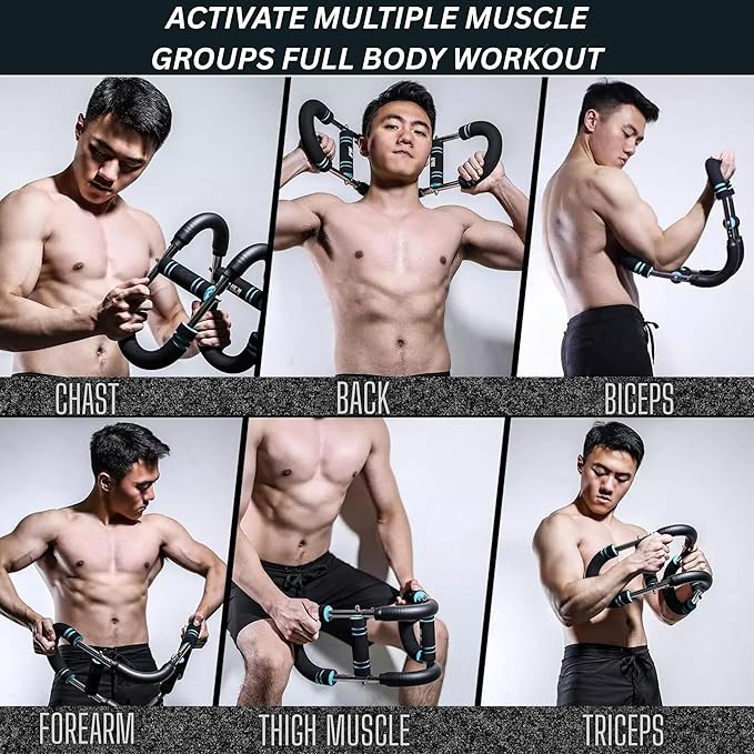 Twister Arm Trainer – Adjustable Resistance Chest Expander & Forearm Strengthener – Steel Core Upper Body Workout Bar for Arms, Wrists, Shoulders & Home Gym Fitness