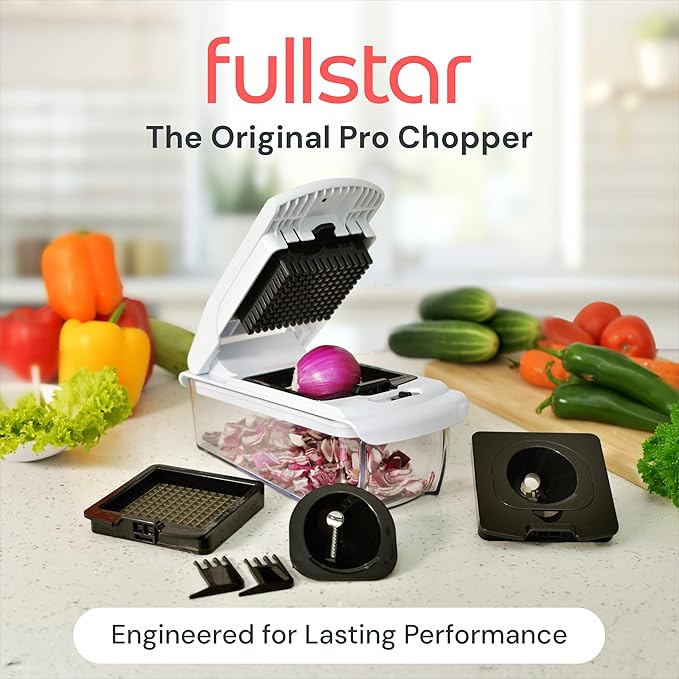 Fullstar The Original Pro Chopper - Vegetable Chopper and Spiralizer, Food Chopper with Container, Fruit Slicer, Kitchen Gadgets & Accessories, Home Essentials (4 in 1, White)