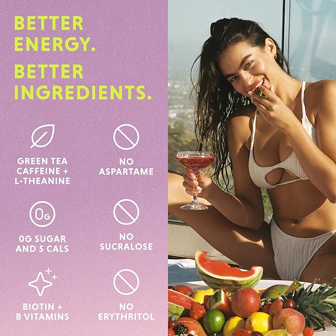 GORGIE Sugar Free Natural Energy Drinks, Wild Berry (12 Pack) - Healthy Energy Drinks - Natural Coffee Replacement with Green Tea Caffeine and Biotin - 150mg Caffeine, Vegan, & Low Calorie