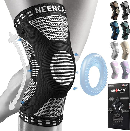 NEENCA Professional Knee Brace for Pain Relief, Medical Knee Support with Patella Pad & Side Stabilizers, Compression Knee Sleeve for Meniscus Tear, ACL, Joint Pain, Runner, Workout - Single