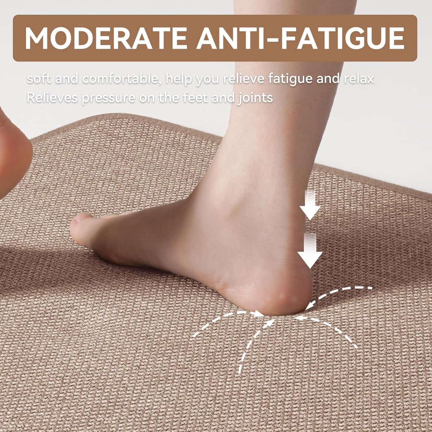 Kitchen Mat Set of 2 PCS Kitchen Mats for Floor, Linen-Look Woven Absorbent Kitchen Runner Rugs Non Slip Washable Comfort Standing Mats for Kitchen, Front of Sink