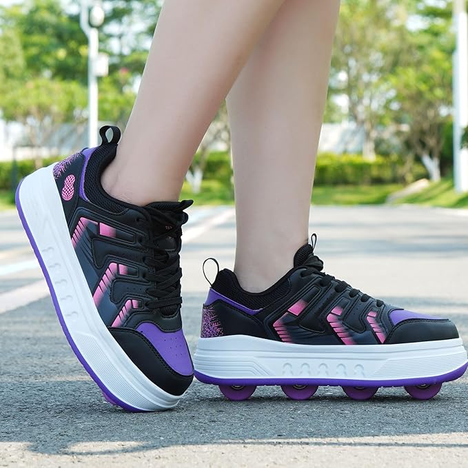 Roller Skate Shoes & Sneakers with Wheels, Outdoor Roller Skates for Girls Boys, Shoes with Wheels for Christmas Birthday Gift