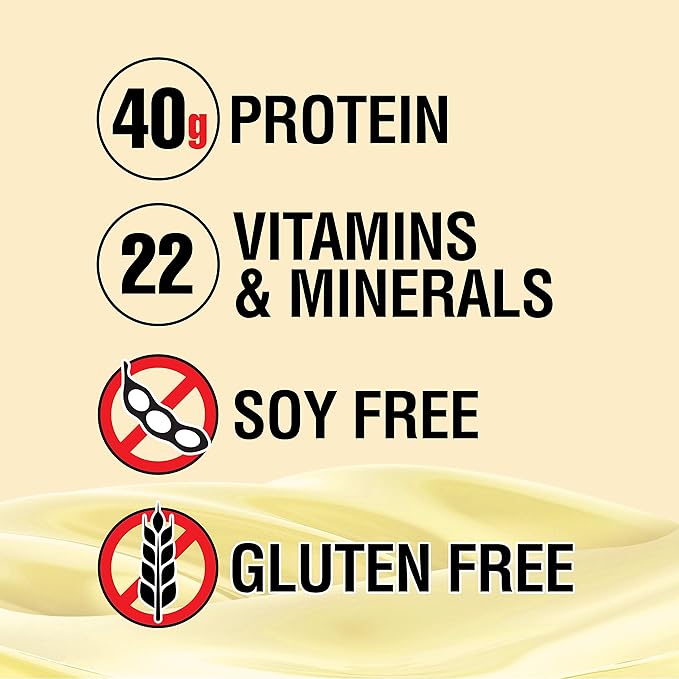 Lean Body MRP All-In-One Vanilla Meal Replacement Shake, 40g Protein, Whey Blend , 8g Healthy Fats EFA's & Fiber, 22 Vitamins and Minerals , No artificial color, Gluten Free, (20 Packets)