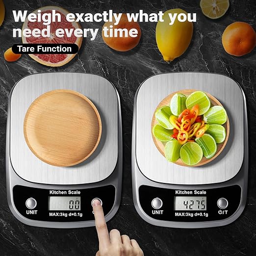 Food Kitchen Scale Digital Weight Grams and Oz,Professional Small Digital Kitchen Food Scales 3kg/0.1g for Weight Loss
