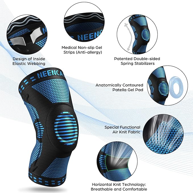 NEENCA Professional Knee Brace, Compression Knee Support with Patella Gel Pad & Side Stabilizers, Medical Knee Sleeve for Pain Relief, ACL,PCL, Meniscus, Injury Recovery, Arthritis, Sports, Workout...