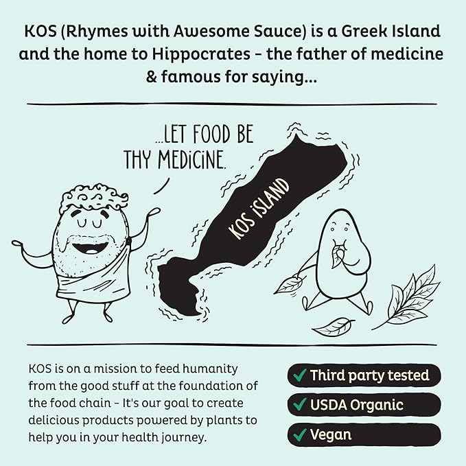 KOS Vegan Protein Powder, Unflavored & Unsweetened - Low Carb Pea Protein Blend, Organic Superfood Rich in Vitamins & Minerals - Keto, Soy, Dairy Free - Meal Replacement for Women & Men - 28 Servings