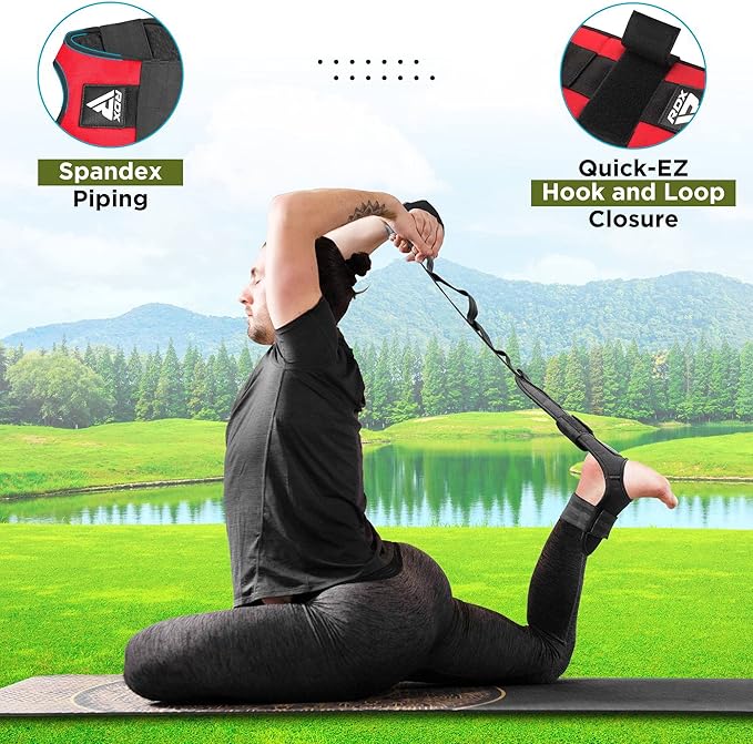 RDX Yoga Stretching Strap, Ankle Ligament Stretcher Belt with Loops Ligament Stretch Band, Fitness Leg Stretcher for Plantar Fasciitis, Foot Stretch Assist for Hamstring, Flexibility Exercise