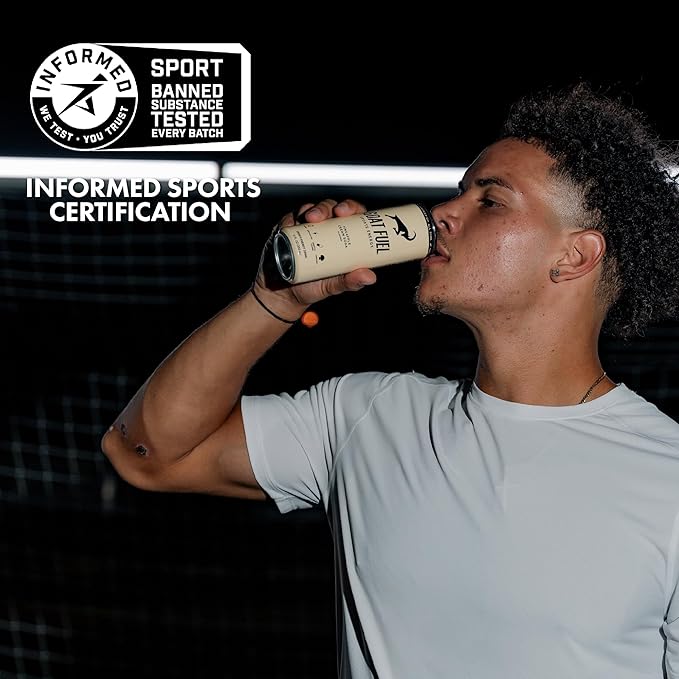 G.O.A.T. Fuel Energy Drink, Co-Founded by Jerry Rice, Natural Caffeine, Electrolytes, BCAAs, Cordyceps Mushrooms & Antioxidants, Light Carbonation Pre Workout, 12 Pack, 12 FL Oz, Pineapple Cream Soda