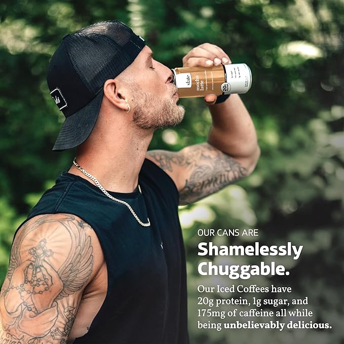 Slate Milk - High Protein Iced Coffee - Mocha Latte - 175mg Caffeine, Lactose Free Energy - 20g Protein, 1g Sugar, 110 Calories, 3g Net Carbs, No Sugar Added - Protein Coffee - 11 fl oz, 24 Cans