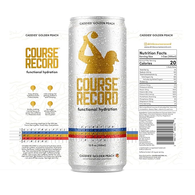 Functional Hydration Drink for Golfers β COURSE RECORD Variety Pack β Electrolytes, Calm Energy & Focus β Healthy Sports Drink β 12-Pack (12oz Cans) β Low Sugar, Low Caffeine