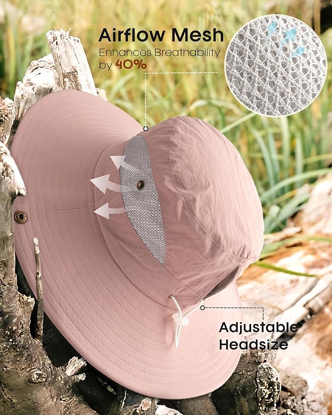FURTALK Womens Sun Hat with Ponytail Hole Beach Hiking Summer Wide Brim UPF 80+ Outdoor Protection Foldable Bucket Hat