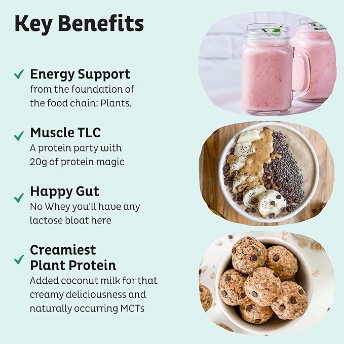 KOS Vegan Protein Powder, Unflavored & Unsweetened - Low Carb Pea Protein Blend, Organic Superfood Rich in Vitamins & Minerals - Keto, Soy, Dairy Free - Meal Replacement for Women & Men - 28 Servings