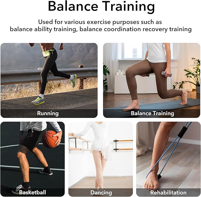 Single Leg Balance Board - Ankle Strengthener for Sprained, Wood Foot Trainer with non-slip pads for Plantar Fasciitis Relief, Posture Correction, Calf Stretching and Balance