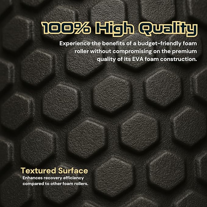 FitNation Foam Roller – High-Density Foam Muscle Roller – Textured Foam Rollers for Muscle Massage, Stretching, Pilates, Yoga