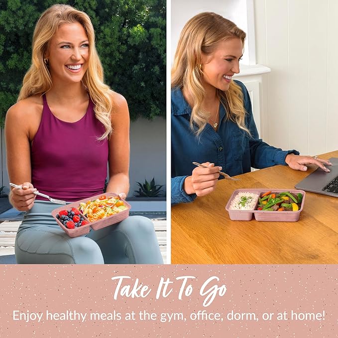 Bentgo 20-Piece Glitter Lightweight, Durable, Reusable BPA-Free 2-Compartment Containers - Microwave, Freezer, Dishwasher Safe (Glitter Garden Edition - Sweet Pea Glitter)