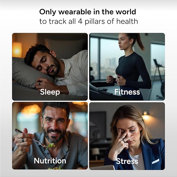 Gabit Smart Ring | Health Tracker, 7+ Day Battery | Sleep, Fitness, Nutrition, Stress | Calorie Tracking for Weight Loss | Buy Sizing Kit First | Smart Ring for Men & Women | Titanium, Matte Silver 6