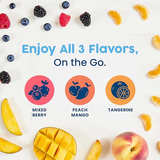 NativePath Native Hydrate Stick Packs with Electrolytes and Amino Acids, Variety Pack, Mixed Berry, Peach Mango, Tangerine, 30 Servings