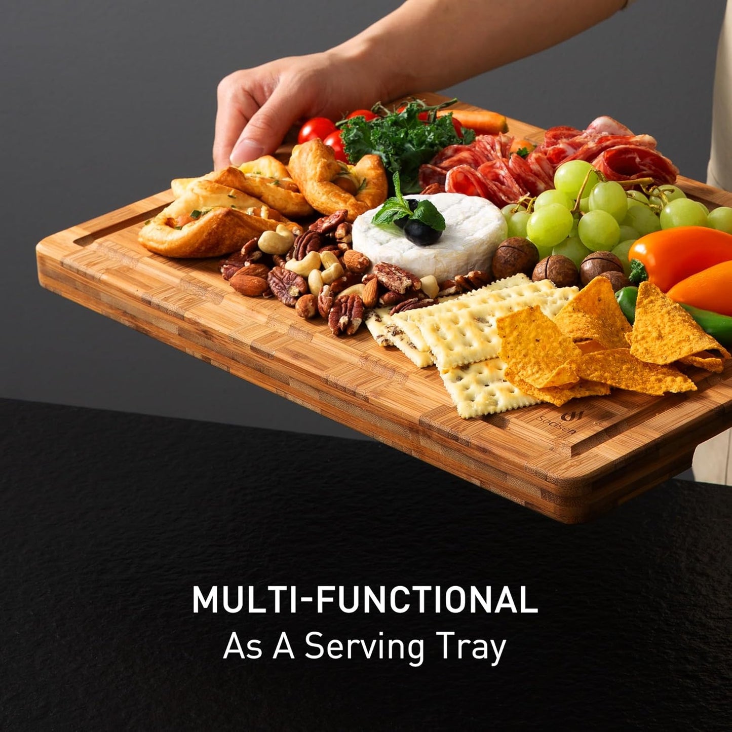 3 Pack Heavy Duty Bamboo Cutting Board Set Non Toxic Wooden Cutting Board for Kitchen Non Slip Solid End Grain Thick Wood Juice Groove Chopping Board Extra Large Big Small Best House Warming Gift