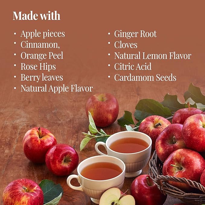 The Republic of Tea - Hot Apple Cider Tea, 36 Tea Bags, Tin | Harvest Herbal Blend | Caffeine-free