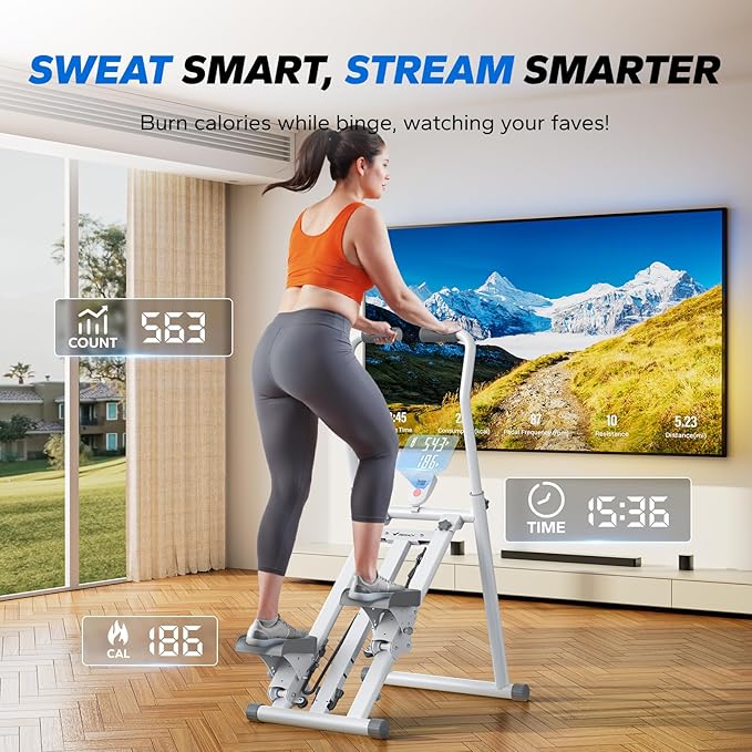 MERACH Stair Stepper for Home Gym Exercise, New Version Vertical Climber Machine for Full-Body Workout, Compact Folding Cardio Exercise Climber with Extended Step Range, Adjustable Handlebar & Pedals