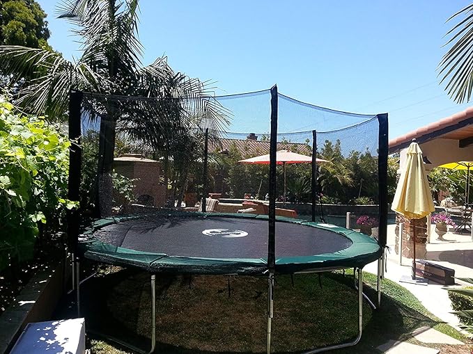 Happy Trampoline Round Trampolines 14 FT, 15 FT, 16 FT - ASTM Approved - Outdoor Gymnastic Trampolines for Adults and Kids with Net Enclosure