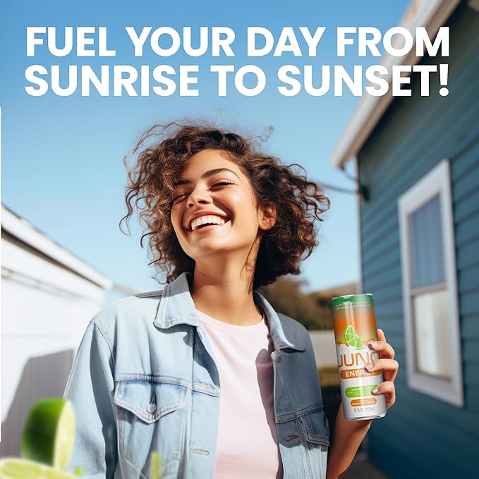 JUNO ENERGY Limeade Still Drink - Sugar Free Electrolytes 125mg Organic Caffeine from Green Coffee Beans, Hydrating with Monk Fruit Sweetener, Organic Lime Juice - Vegan, Gluten Free, 12 Pack
