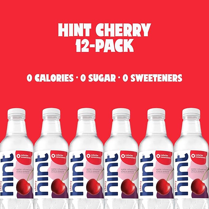 Hint Bottled Water, Blackberry and Cherry- Purified Flavored Water with Zero Calories, Sugar Free, Natural Flavors - 16 Fl Oz (Pack of 24)